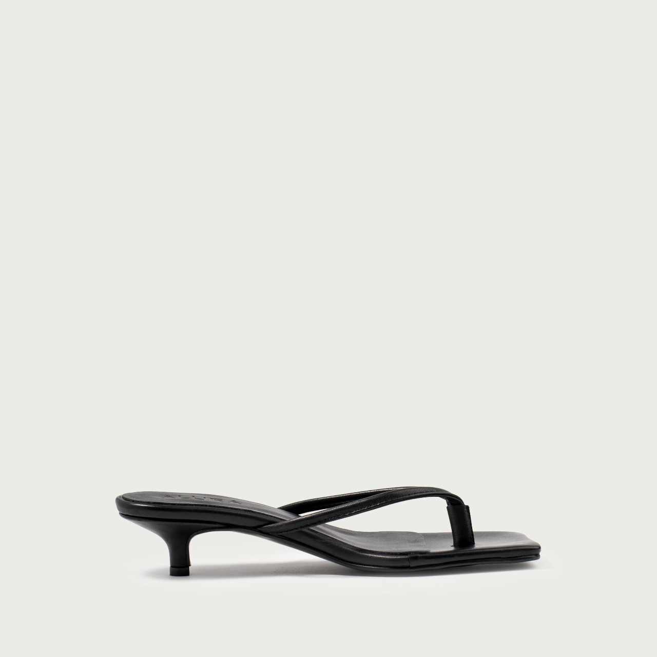 Papuci cu toc mic negri Amina din piele naturalǎ - Img 2