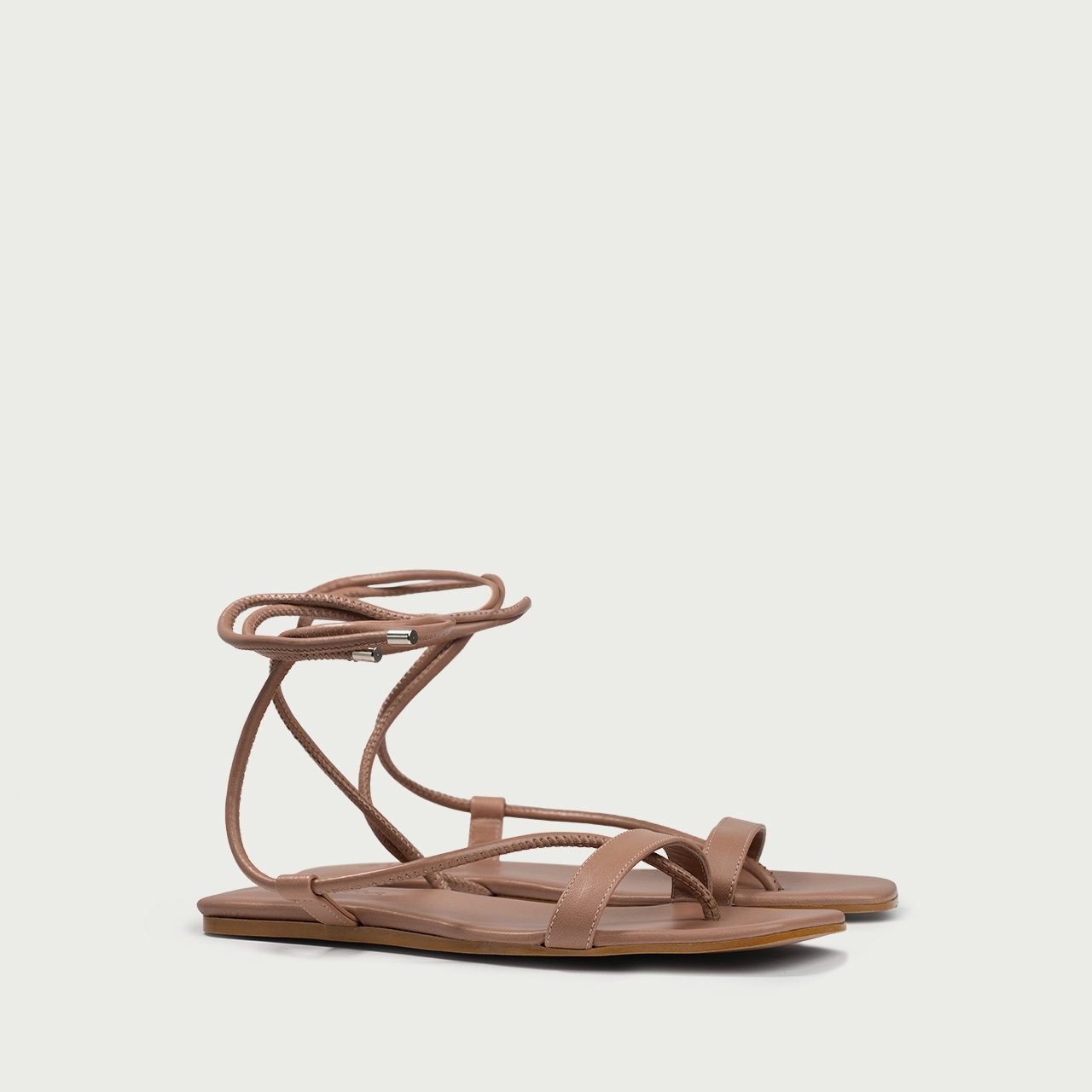 Sandale cu talpǎ joasǎ nude rose Liria din piele naturală - Img 2