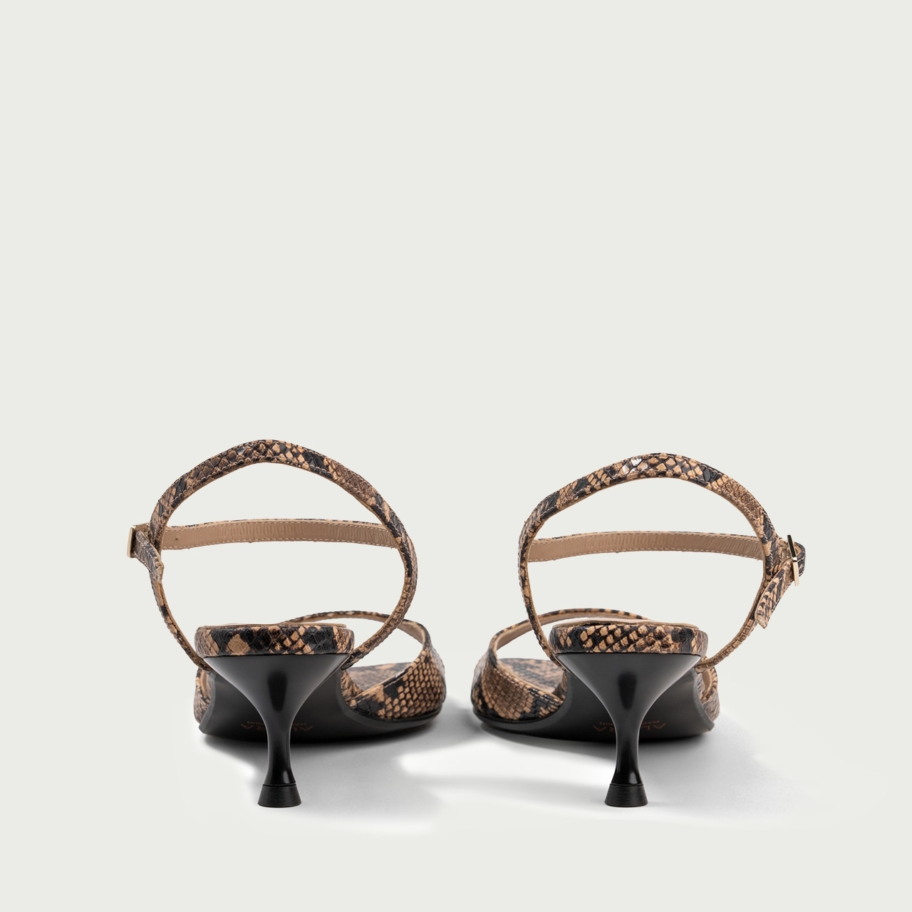 Sandale cu toc subțire snake print Bellinda din piele naturalǎ - Img 4