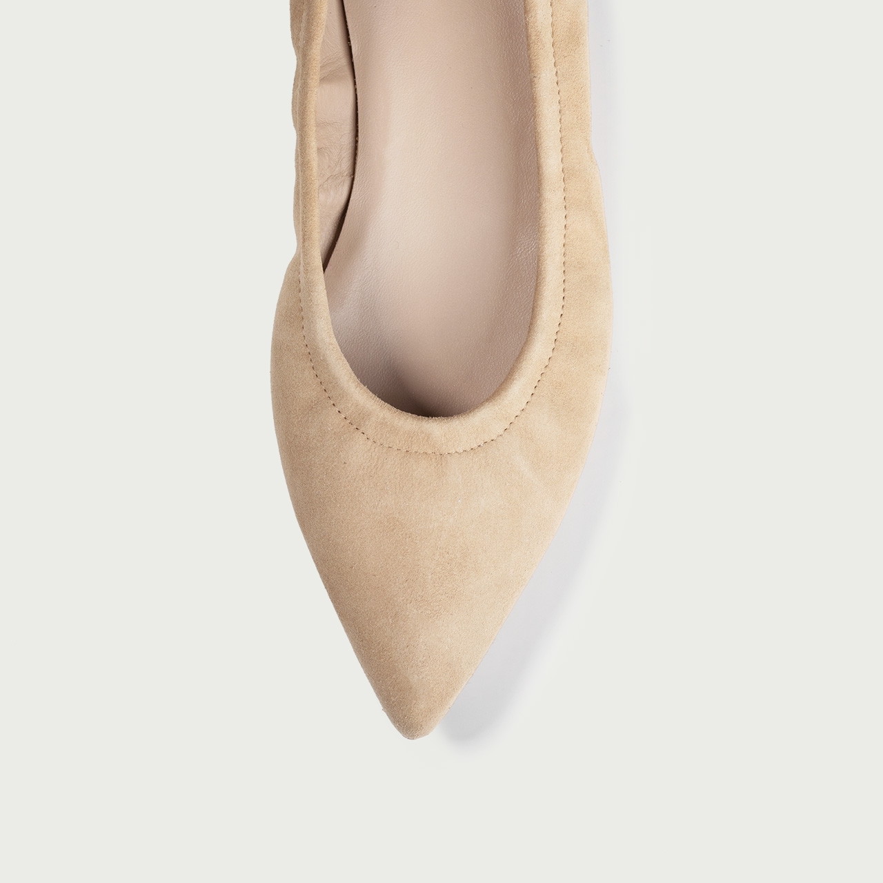 Balerini flexibili cu vârf ascuțit camel deschis Yuna din piele întoarsă naturalǎ - Img 3