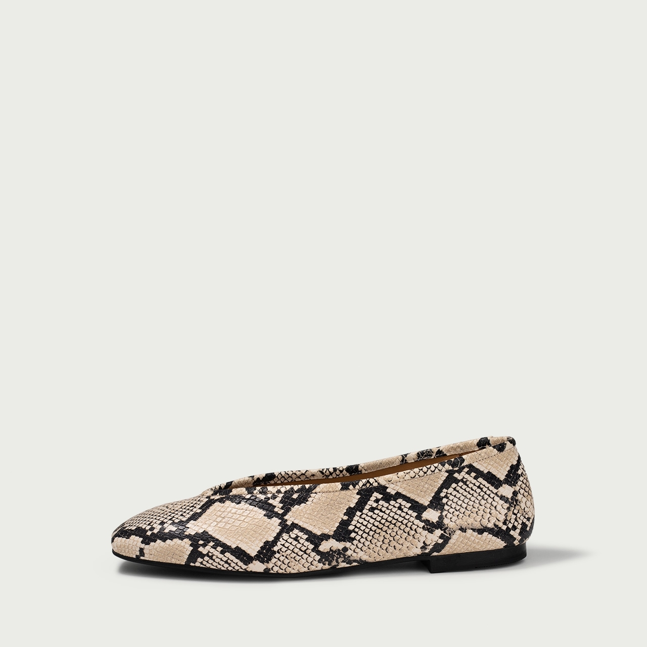 Balerini snake print cu vârf pǎtrat Ivone din piele naturală - Img 1