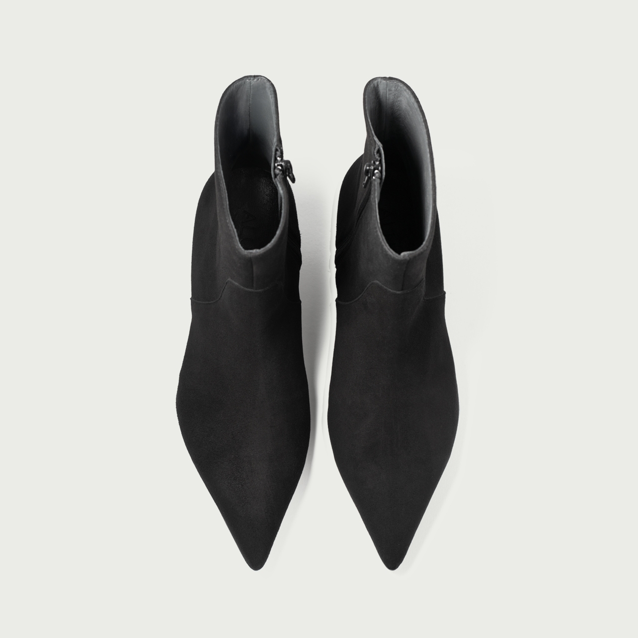 Botine cu toc mic negre Daria din piele întoarsă naturalǎ - Img 3
