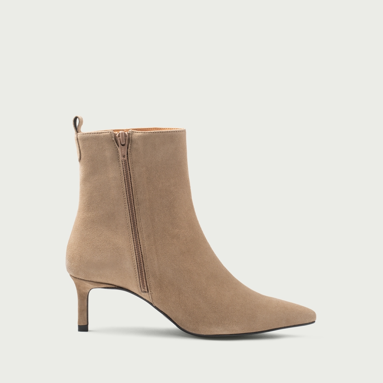 Botine nude cu toc subțire Alicia din piele întoarsǎ naturală - Img 7