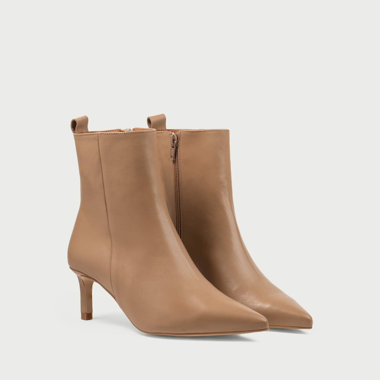 Botine nude cu toc subțire Alicia din piele naturală - Img 2
