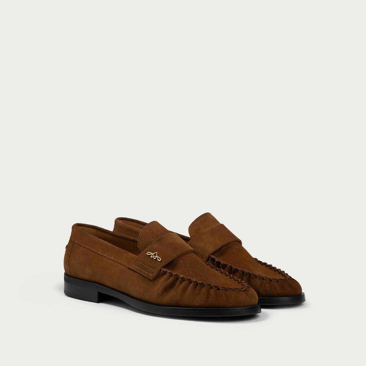 Mocasini camel Franca din piele întoarsă naturală - Img 1