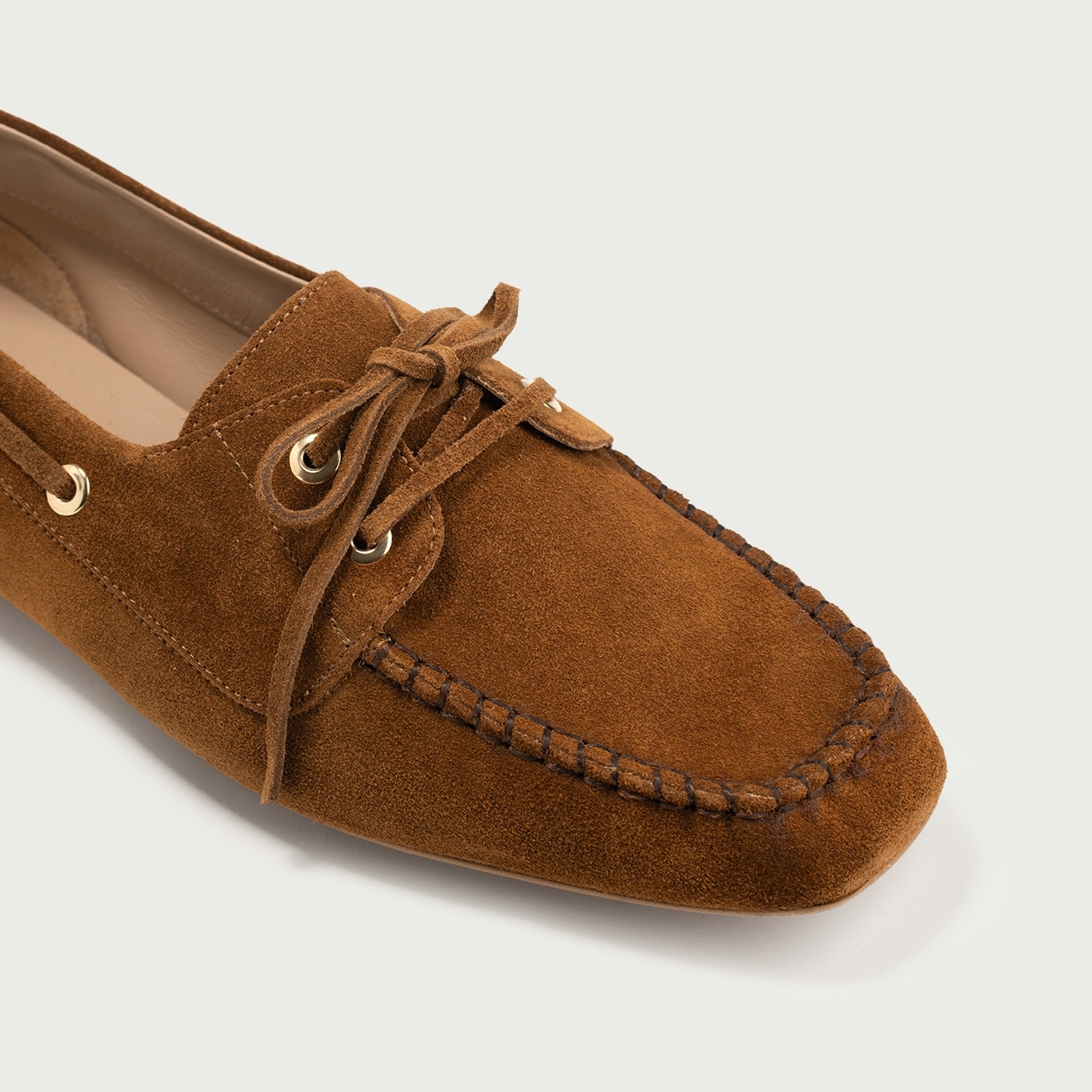 Mocasini camel Margaux din piele întoarsă naturală - Img 3