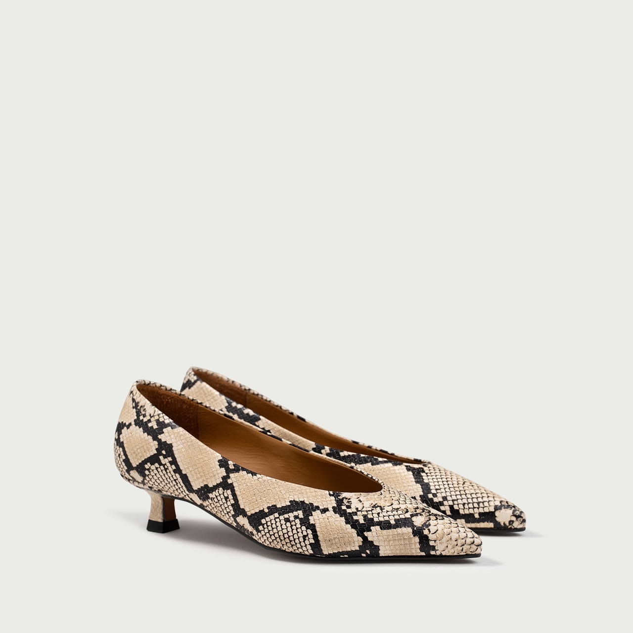 Pantofi cu toc mic Albertina din piele naturalǎ snake print - Img 2
