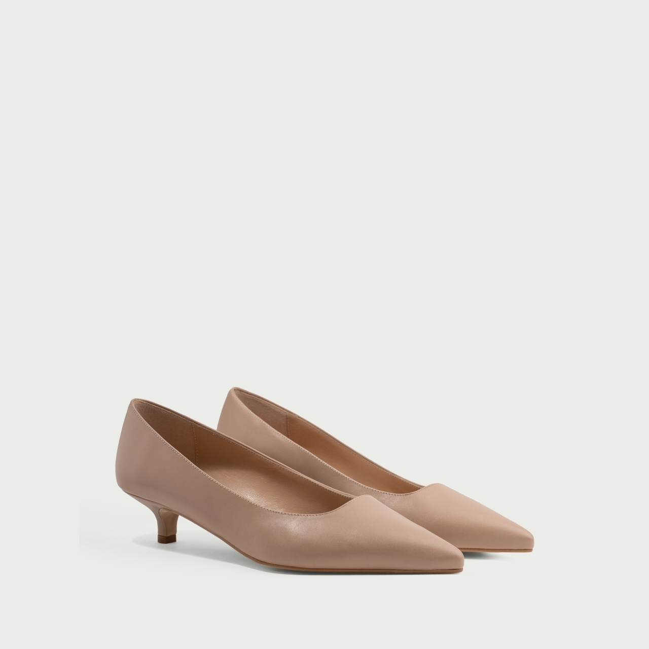 Pantofi cu toc mic nude Anemona din piele naturalǎ - Img 2
