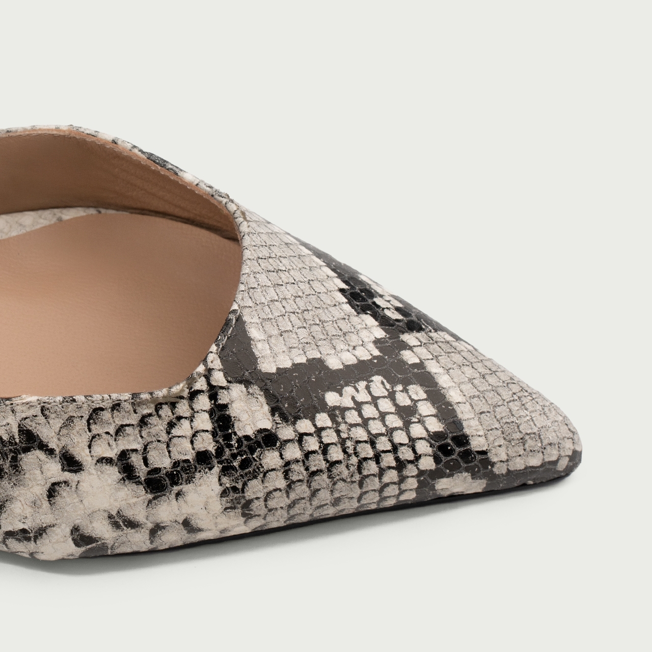 Pantofi cu toc subțire și baretǎ pe picior Ina din piele naturală snake print - Img 7
