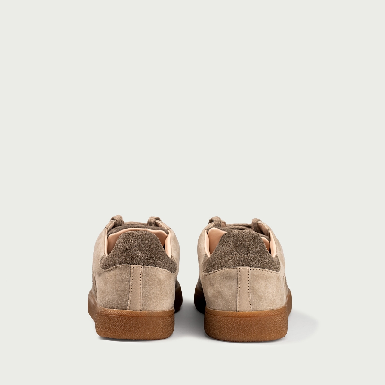 Pantofi sport café cu detalii grej Alma 001 din piele naturală întoarsă - Img 6