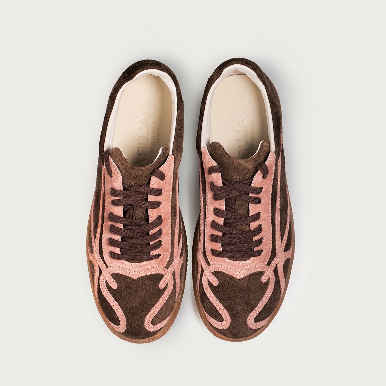 Pantofi sport maro ciocolatiu Alma 001 din piele întoarsă naturală - Img 7