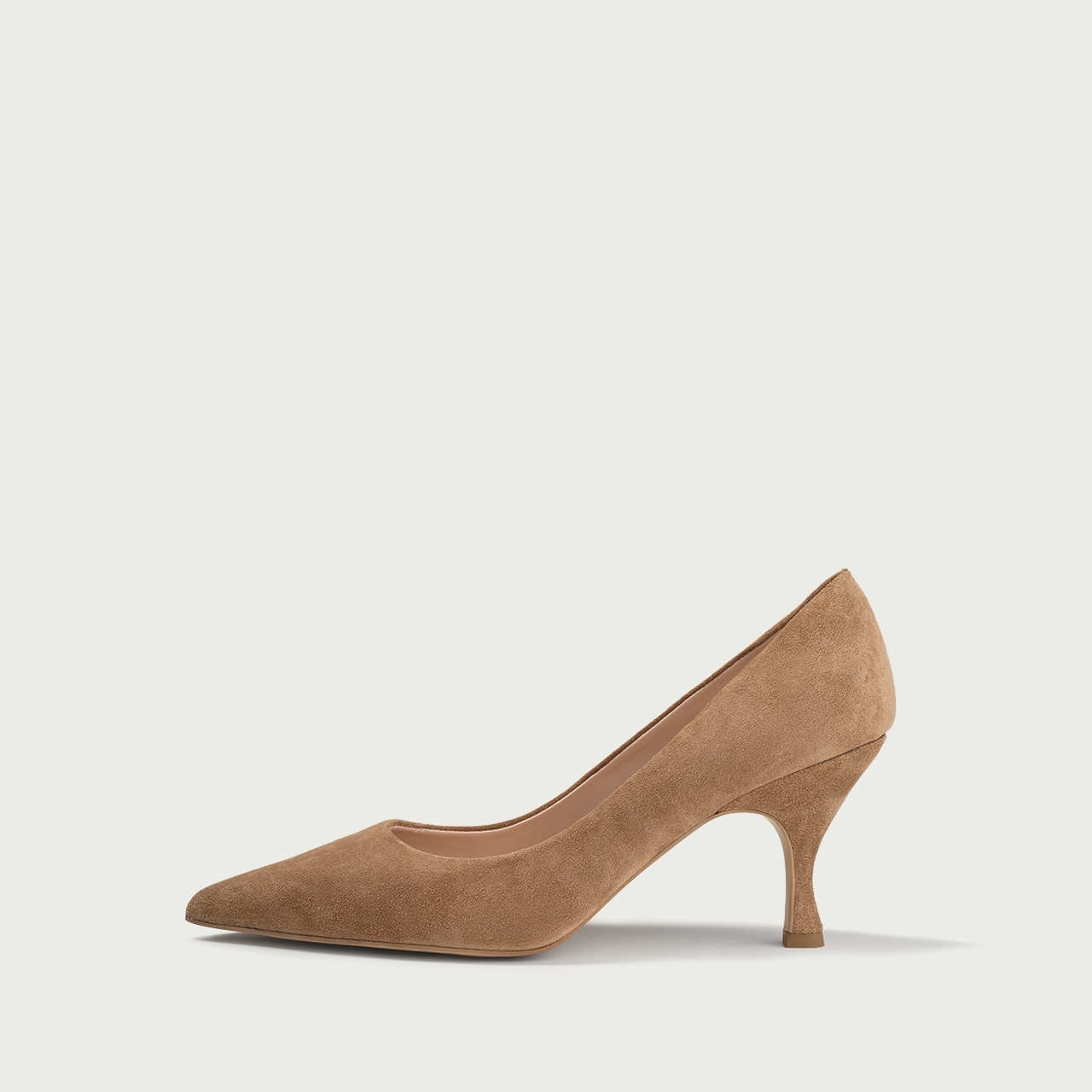 Pantofi stiletto bej Lisette din piele întoarsă naturalǎ - Img 1