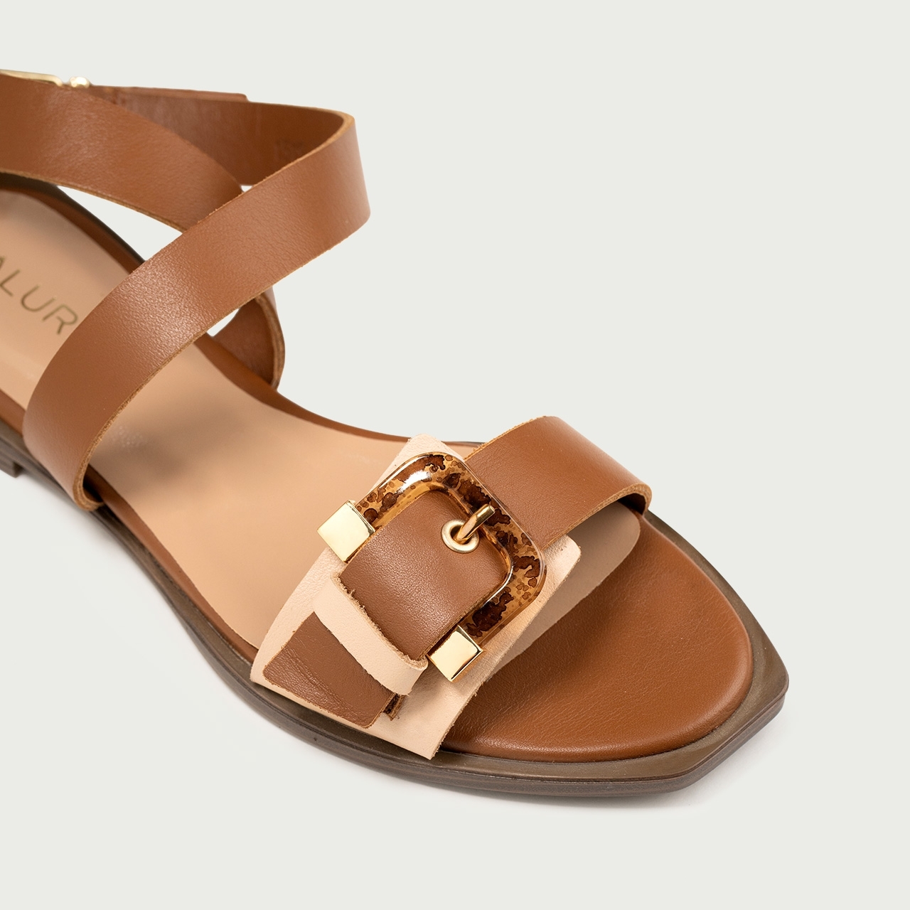 Sandale joase elegante Vivian din piele naturală camel - Img 3
