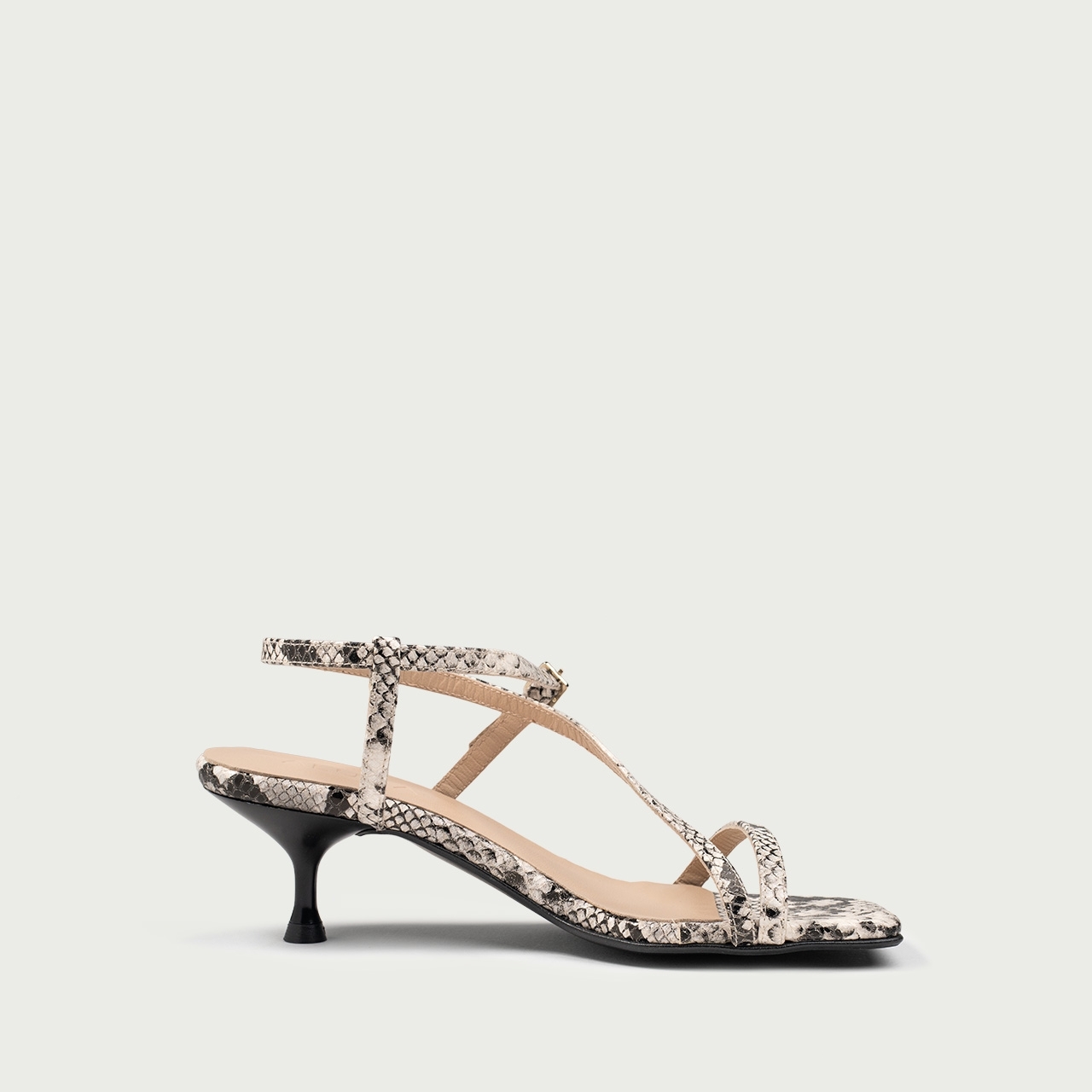 Sandale snake print cu toc mic subțire Amara din piele naturalǎ - Img 3