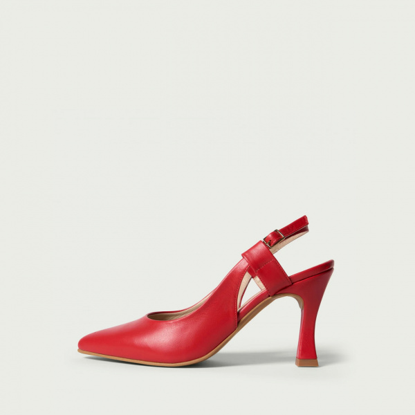 Pantofi cu toc decupați Davina din piele naturală roșie