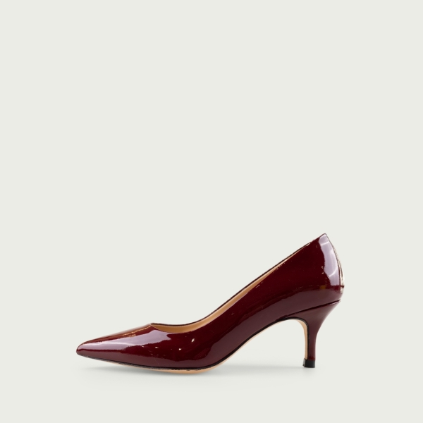 Pantofi stiletto burgundy Julie din piele naturală lucioasă