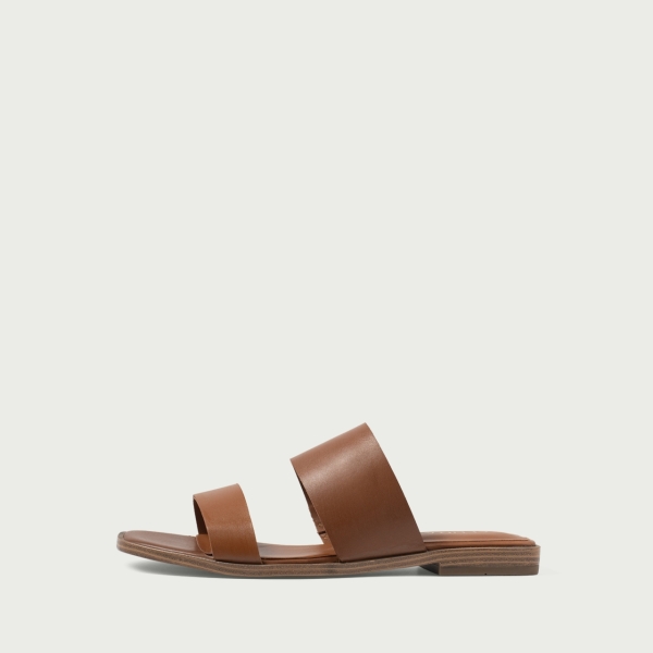 Papuci damă camel Isolda din piele naturală