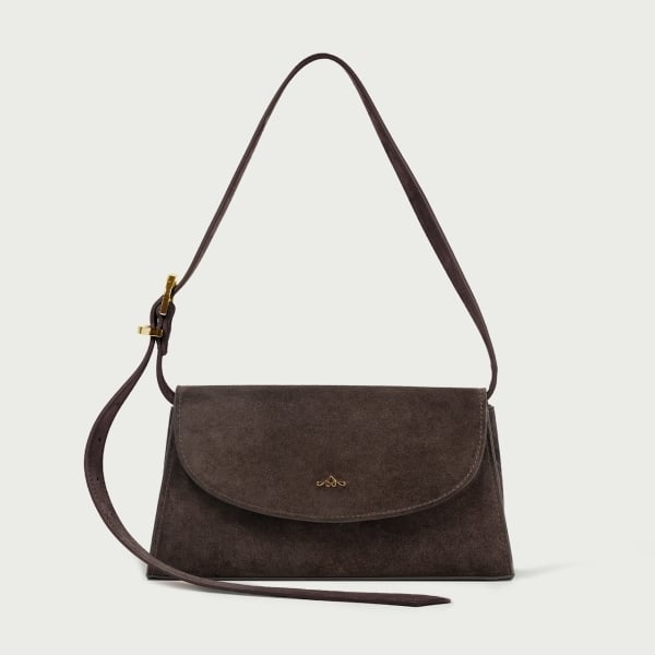 Geantă maro ciocolatiu Siena petite din piele întoarsă naturală