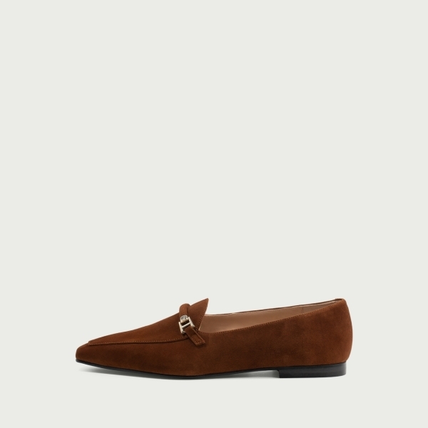 Mocasini camel cu talpă subțire Tabita din piele întoarsǎ naturală