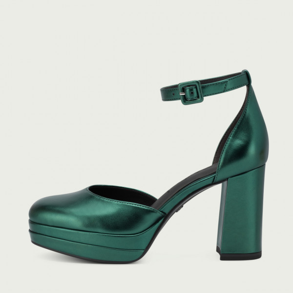 Pantofi damă verzi cu platformă si toc gros
