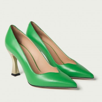 Pantofi stiletto Emilie din piele naturală verde deschis