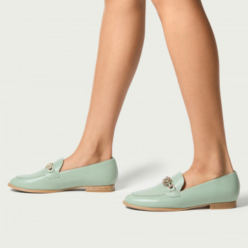 Mocasini Lucia mentă din piele naturală accesorizați