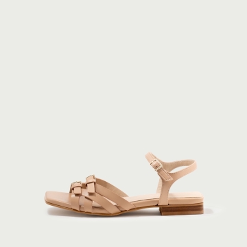 Sandale cu talpǎ joasǎ nude Mira piele naturală
