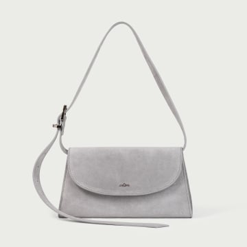 Geantă gri Siena petite din piele întoarsă naturală