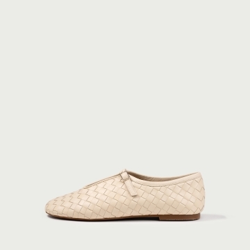 Pantofi casual damă ivoire Stella din piele naturală împletită