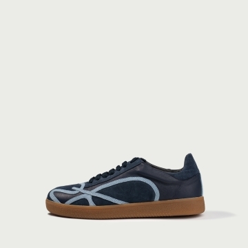 Pantofi sport albastru navy cu detalii bleu Alma 001 din piele naturală