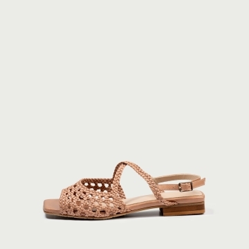 Sandale cu talpǎ joasǎ nude Marlon piele naturală împletită