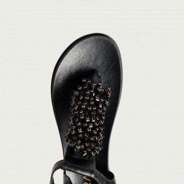 Sandale joase elegante Audrey negre cu accesoriu din cristale