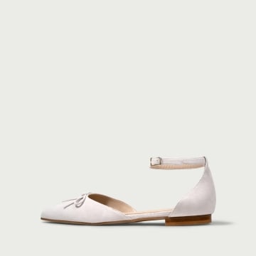 Balerini decupați gri Dorothy cu vârf ascuțit și fundiță din piele întoarsǎ naturală