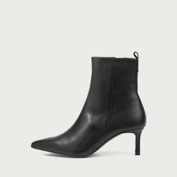 Botine negre cu toc subțire Alicia din piele naturală