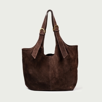 Geantă shopper maro ciocolatiu Terra din piele întoarsă naturală