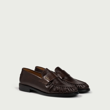 Mocasini maro Franca din piele naturală embosată