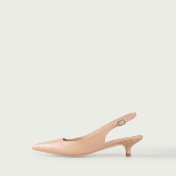 Pantofi decupați nude cu toc mic Aria din piele naturalǎ