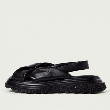 Sandale joase Evelyn negre din piele naturală moale împletită
