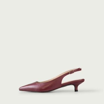 Pantofi bordo decupați cu toc mic Aria din piele naturalǎ