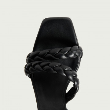 Sandale Ayana din piele naturală neagră împletită