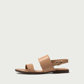 Sandale damă cu talpă joasă nude Carlla din piele naturală