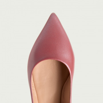 Balerini Lily Velvet rose sidef din piele naturală cu vârf ascuțit