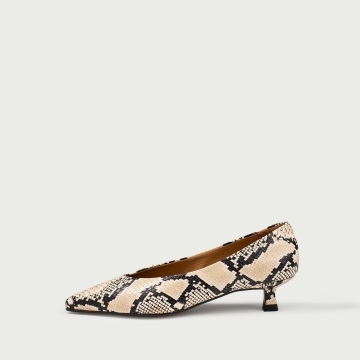 Pantofi cu toc mic Albertina din piele naturalǎ snake print