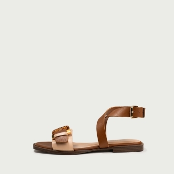 Sandale joase elegante Vivian din piele naturală camel