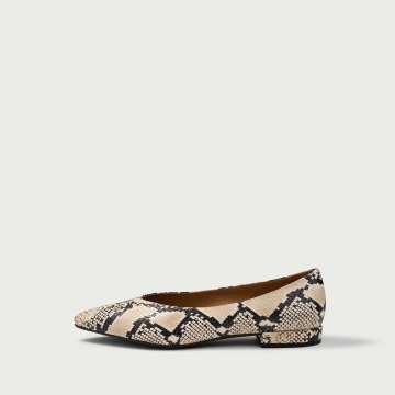 Balerini cu vârful ascuțit Lisa din piele naturală snake print