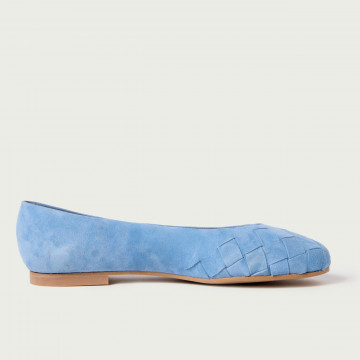 Balerini Lyra albastru pastel din piele întoarsă damă extra confort