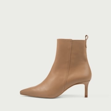 Botine nude cu toc subțire Alicia din piele naturală