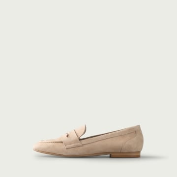 Mocasini bej Roberta din piele întoarsǎ naturală