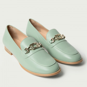 Mocasini Lucia mentă din piele naturală accesorizați