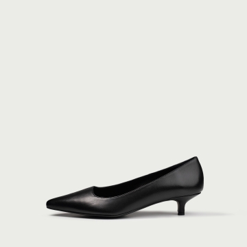 Pantofi cu toc mic negri Anemona din piele naturalǎ